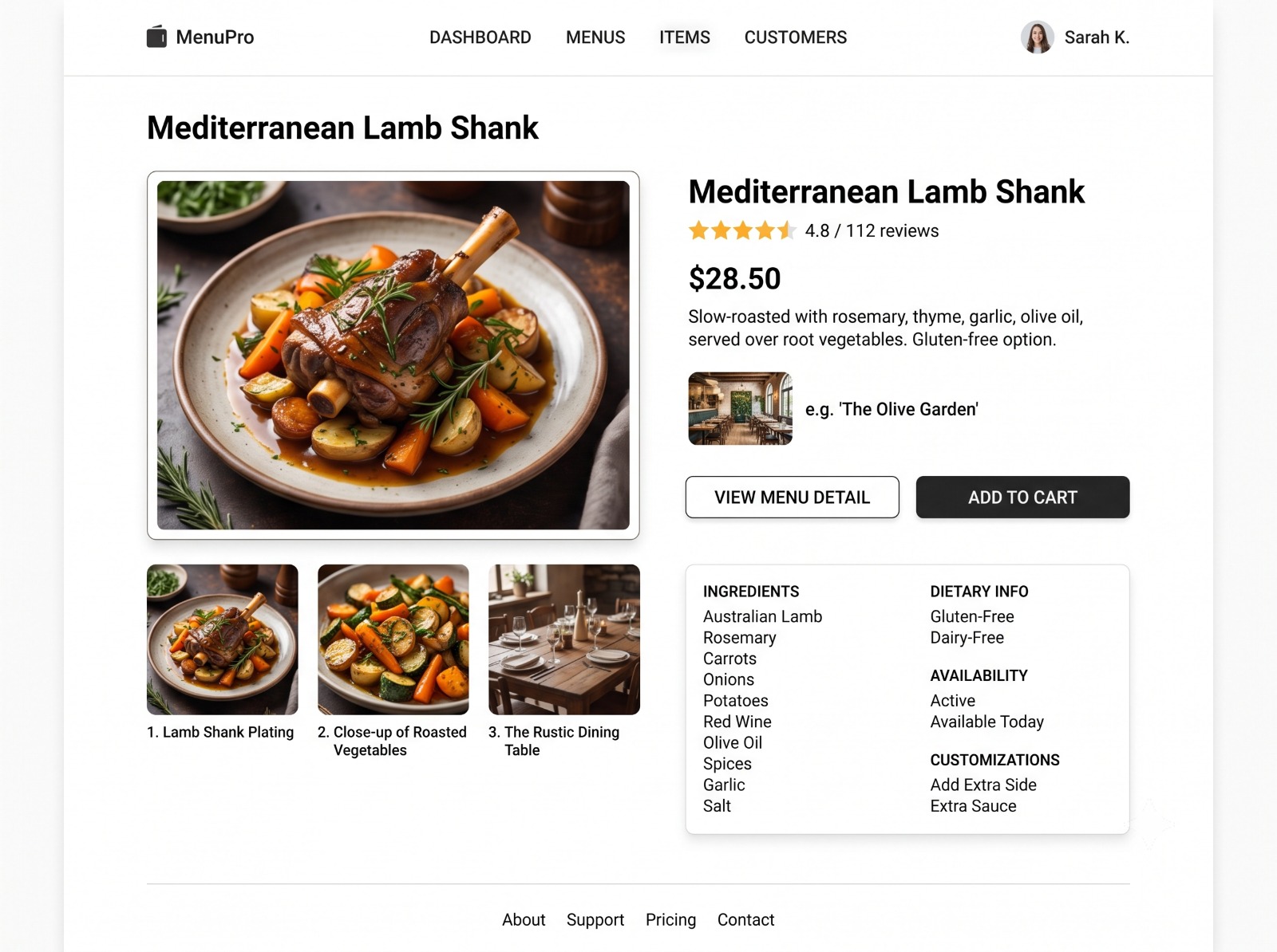 Restaurant Menu